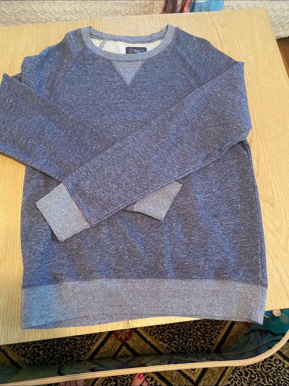 Wallin & Bros Crewneck Cotton Sweatshirt Heather BLUE Size Medium